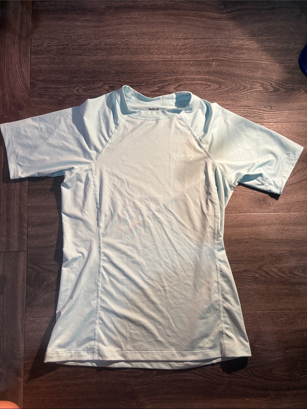 Hurley Women's Pale Blue Short Sleeve Swim Top